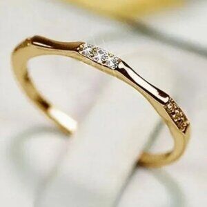 Exquisite Eternity Ring Paved Shining Faux Gold Rhinestones Delicate 7